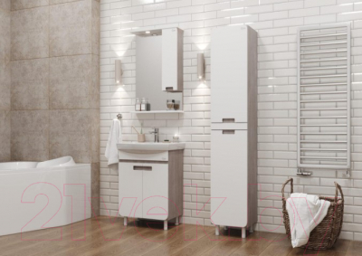 Шкаф с зеркалом для ванной Onika Харпер 58.01 / 205849 R (белый глянцевый)