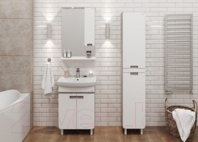 Шкаф с зеркалом для ванной Onika Харпер 58.01 / 205849 R (белый глянцевый)