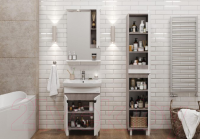 Шкаф с зеркалом для ванной Onika Харпер 58.01 / 205849 R (белый глянцевый)