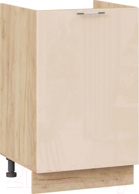 Шкаф под мойку ТриЯ Весна 1Н5М (дуб крафт золотой/ваниль глянец) - фото
