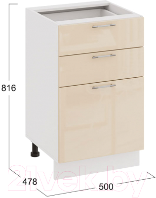 Шкаф-стол кухонный ТриЯ Весна 1Н5Я3 (белый/ваниль глянец)