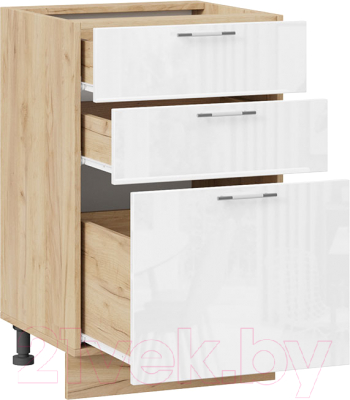 Шкаф-стол кухонный ТриЯ Весна 1Н5Я3 (дуб крафт золотой/белый глянец)