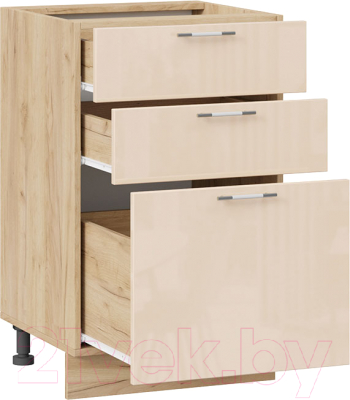 Шкаф-стол кухонный ТриЯ Весна 1Н5Я3 (дуб крафт золотой/ваниль глянец)