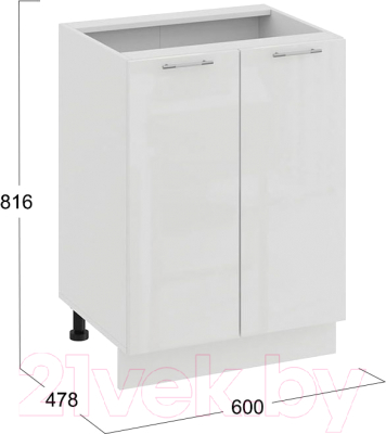 Шкаф-стол кухонный ТриЯ Весна 1Н6 (белый/белый глянец)