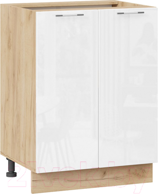 Шкаф-стол кухонный ТриЯ Весна 1Н6 (дуб крафт золотой/белый глянец) - фото