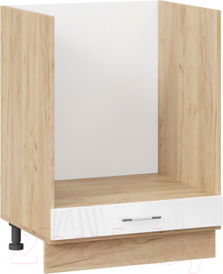 Шкаф под духовку ТриЯ Весна 1Н6Б (дуб крафт золотой/белый глянец) - фото