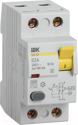 Устройство защитного отключения IEK ВД1-63 63А 100мА тип ACS 2п / MDV12-2-063-100 - фото