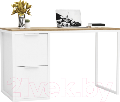 Письменный стол Crafto Курт Лофт 01 120x60x75 (белый дуб) - фото