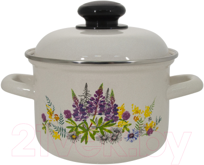 Кастрюля Лысьвенские эмали Люпины С-1608АП2/4Жм - фото