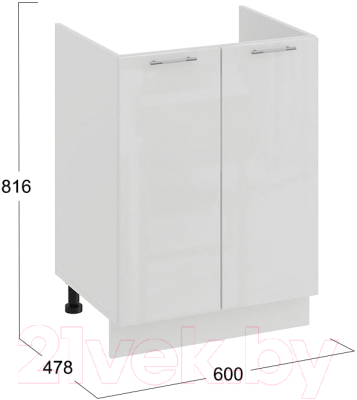 Шкаф под мойку ТриЯ Весна 1Н6М (белый/белый глянец)