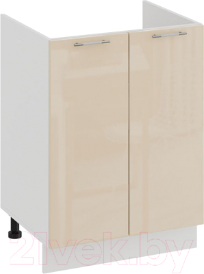 Шкаф под мойку ТриЯ Весна 1Н6М (белый/ваниль глянец) - фото