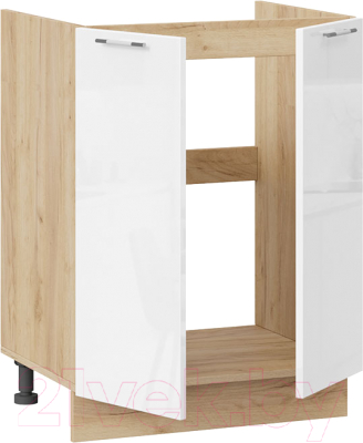 Шкаф под мойку ТриЯ Весна 1Н6М (дуб крафт золотой/белый глянец)