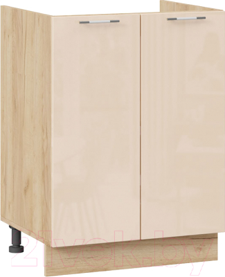 Шкаф под мойку ТриЯ Весна 1Н6М (дуб крафт золотой/ваниль глянец) - фото