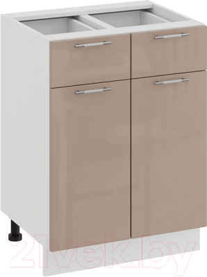 Шкаф-стол кухонный ТриЯ Весна 1Н6Я1 (белый/кофе с молоком) - фото