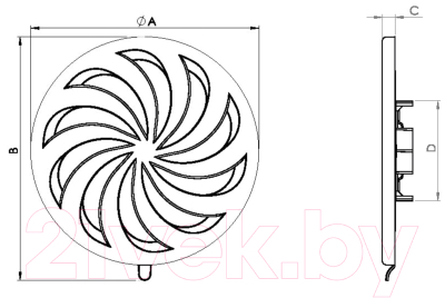 Решетка вентиляционная AirRoxy С регулировкой разхода воздуха 02-325