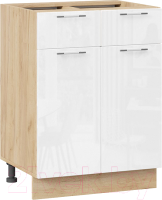 Шкаф-стол кухонный ТриЯ Весна 1Н6Я1 (дуб крафт золотой/белый глянец) - фото