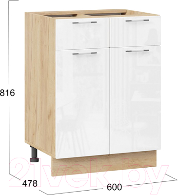 Шкаф-стол кухонный ТриЯ Весна 1Н6Я1 (дуб крафт золотой/белый глянец)