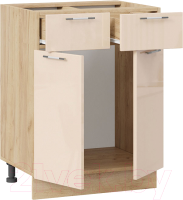 Шкаф-стол кухонный ТриЯ Весна 1Н6Я1 (дуб крафт золотой/ваниль глянец)
