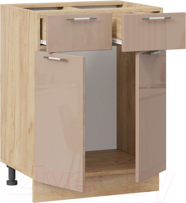 Шкаф-стол кухонный ТриЯ Весна 1Н6Я1 (дуб крафт золотой/кофе с молоком)