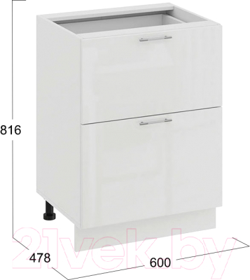 Шкаф-стол кухонный ТриЯ Весна 1Н6Я2 (белый/белый глянец)