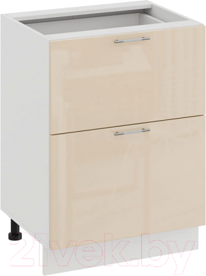 Шкаф-стол кухонный ТриЯ Весна 1Н6Я2 (белый/ваниль глянец) - фото