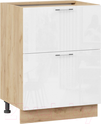 Шкаф-стол кухонный ТриЯ Весна 1Н6Я2 (дуб крафт золотой/белый глянец) - фото