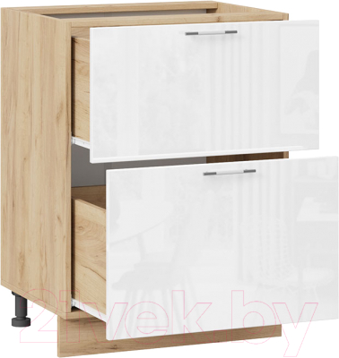 Шкаф-стол кухонный ТриЯ Весна 1Н6Я2 (дуб крафт золотой/белый глянец)