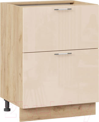 Шкаф-стол кухонный ТриЯ Весна 1Н6Я2 (дуб крафт золотой/ваниль глянец) - фото