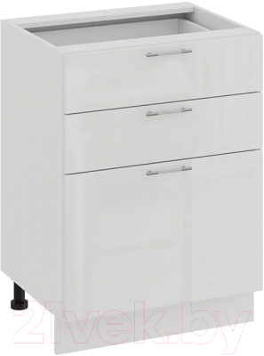 Шкаф-стол кухонный ТриЯ Весна 1Н6Я3 (белый/белый глянец) - фото