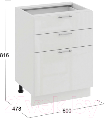 Шкаф-стол кухонный ТриЯ Весна 1Н6Я3 (белый/белый глянец)