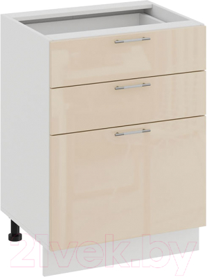 Шкаф-стол кухонный ТриЯ Весна 1Н6Я3 (белый/ваниль глянец) - фото