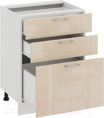 Шкаф-стол кухонный ТриЯ Весна 1Н6Я3 (белый/ваниль глянец)