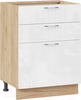 Шкаф-стол кухонный ТриЯ Весна 1Н6Я3 (дуб крафт золотой/белый глянец) - фото