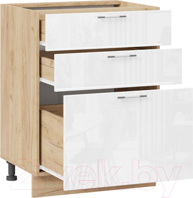 Шкаф-стол кухонный ТриЯ Весна 1Н6Я3 (дуб крафт золотой/белый глянец)