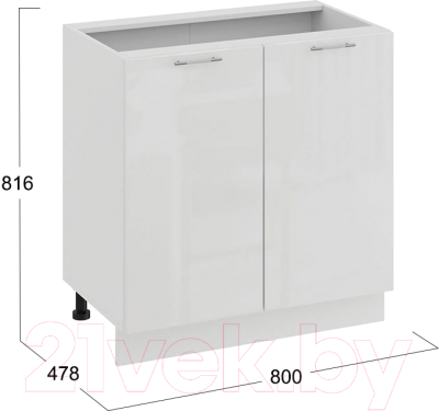 Шкаф-стол кухонный ТриЯ Весна 1Н8 (белый/белый глянец)