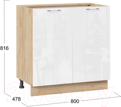 Шкаф-стол кухонный ТриЯ Весна 1Н8 (дуб крафт золотой/белый глянец)