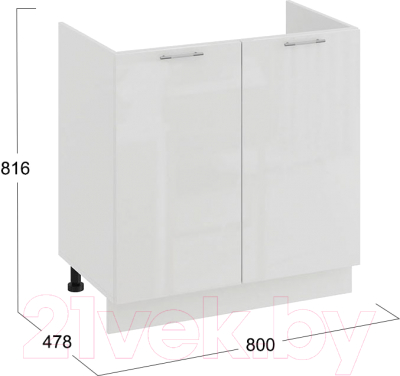 Шкаф под мойку ТриЯ Весна 1Н8М (белый/белый глянец)
