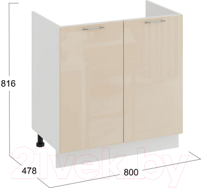 Шкаф под мойку ТриЯ Весна 1Н8М (белый/ваниль глянец)