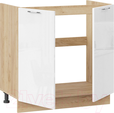 Шкаф под мойку ТриЯ Весна 1Н8М (дуб крафт золотой/белый глянец)