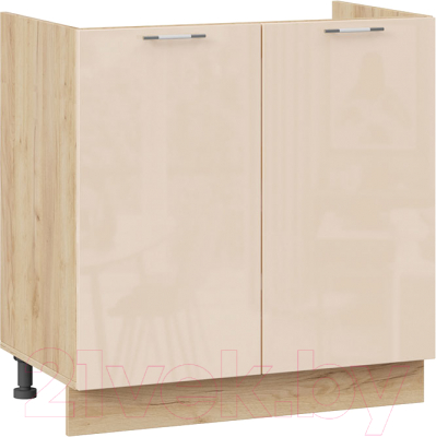 Шкаф под мойку ТриЯ Весна 1Н8М (дуб крафт золотой/ваниль глянец) - фото