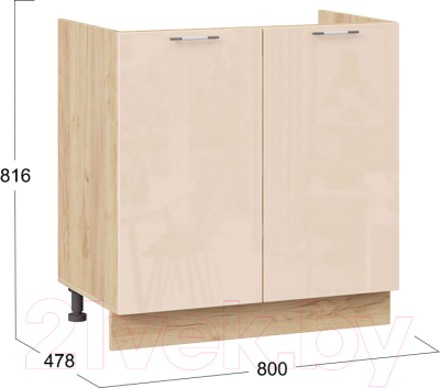 Шкаф под мойку ТриЯ Весна 1Н8М (дуб крафт золотой/ваниль глянец)