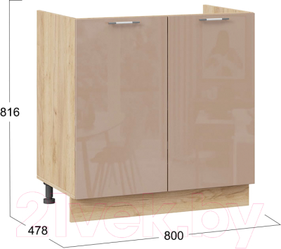 Шкаф под мойку ТриЯ Весна 1Н8М (дуб крафт золотой/кофе с молоком)