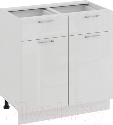 Шкаф-стол кухонный ТриЯ Весна 1Н8Я1 (белый/белый глянец) - фото