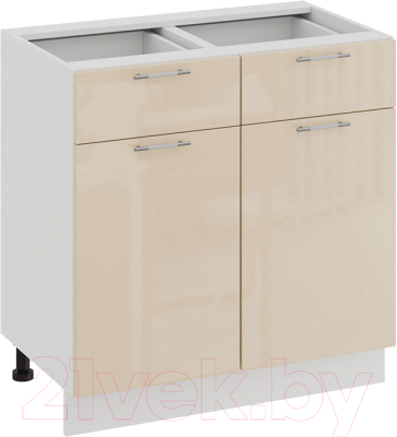 Шкаф-стол кухонный ТриЯ Весна 1Н8Я1 (белый/ваниль глянец) - фото