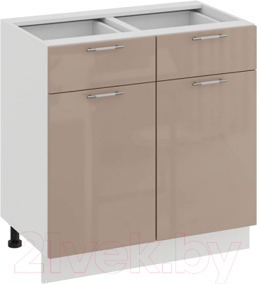 Шкаф-стол кухонный ТриЯ Весна 1Н8Я1 (белый/кофе с молоком) - фото