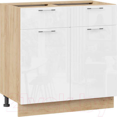 Шкаф-стол кухонный ТриЯ Весна 1Н8Я1 (дуб крафт золотой/белый глянец) - фото