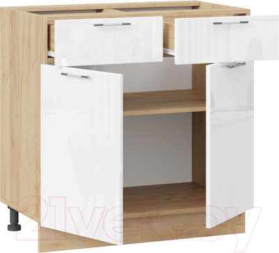 Шкаф-стол кухонный ТриЯ Весна 1Н8Я1 (дуб крафт золотой/белый глянец)