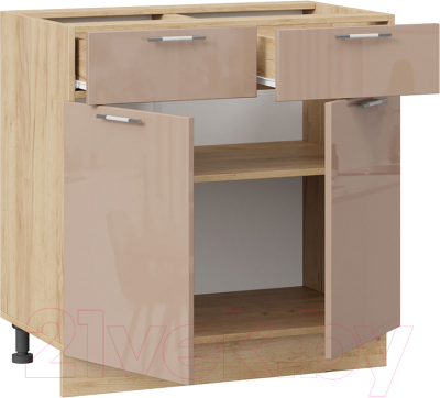 Шкаф-стол кухонный ТриЯ Весна 1Н8Я1 (дуб крафт золотой/кофе с молоком)