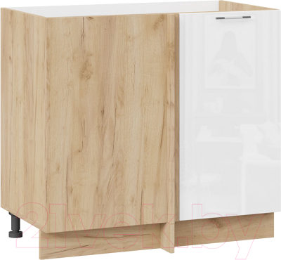 Шкаф под мойку ТриЯ Весна 1Н9У (дуб крафт золотой/белый глянец) - фото