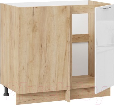 Шкаф под мойку ТриЯ Весна 1Н9У (дуб крафт золотой/белый глянец)